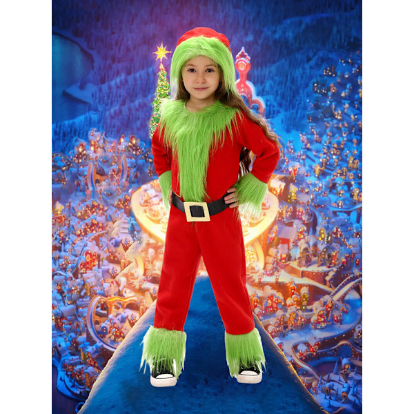 Grinchen Kostymset Barn Grinchen Julfest Cosplay Kläder 135-145cm
