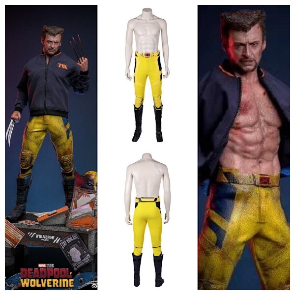 Deadpool 3 Wolverine Logan Cosplay kostym Gula byxor med knäskydd set Men M