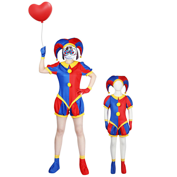 Barn The Amazing Digital Circus Pomni Cosplay Kostym Uniform Jumpsuit Bodysuit Single hat for adults one size