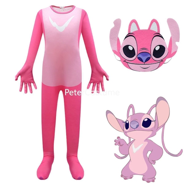 💎💎Stitch-dräkt för barn Flickor Lilo Party Cosplay Klänning Pojkar Stitch Jumpsuit NY Red 130