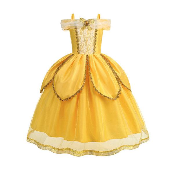 Flickor Barn Belle Klänning Skönheten och Odjuret Fancy Prinsessa Fest Kostym Cosplay 206 120CM  4-5Years