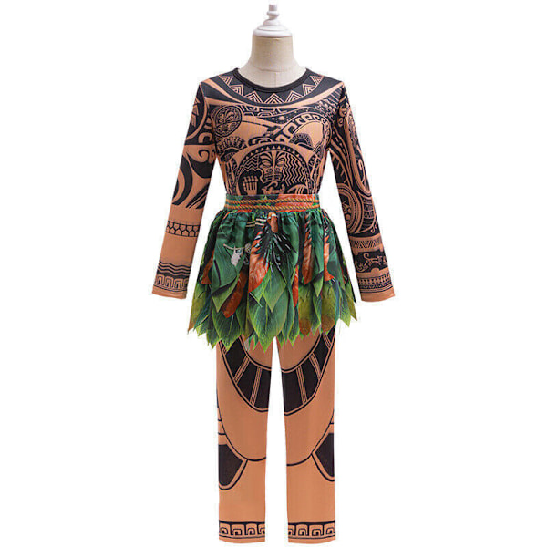 Pojkar Moana Maui Cosplay Tatuering Kostym Halloween Cosplay Maskeradkostym gt; lt;- 140cm (9-11Y)