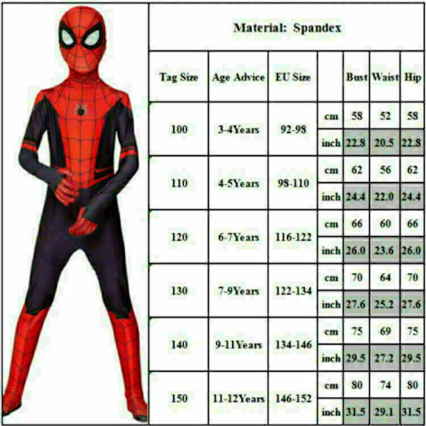 Nya Barn Pojkar Spider-Man Far From Home Spiderman Zentai Cosplay Kostymdräkt Spiderman - Kids 9-11 Years