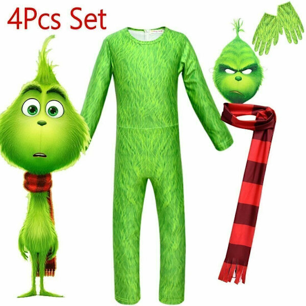 Grinchen Cosplay Kostym Barn Festival Kläder Dans Dans Ny ^^ . 1X Face mask One Size (Kids)