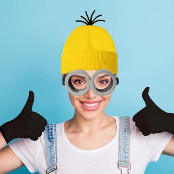 Vuxna Barn Cosplay Minions Kostym Mössa Handskar Glasögon Maskerad Jul A Set (Goggles) One Size