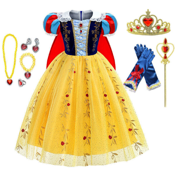 Flickor Prinsessa Snövit Utklädningsdräkt Cosplay Födelsedagsfest Outfit Jul Only Wig One Size