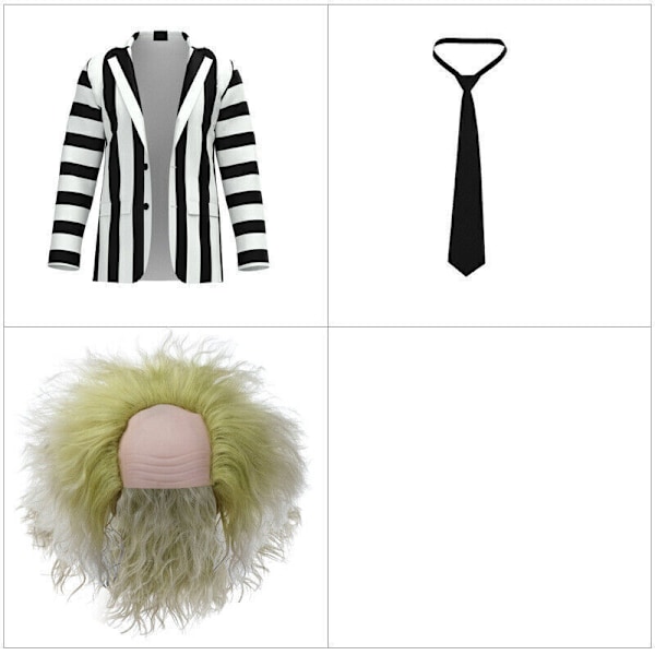 BeetleJuice 2 Master Adam Cosplay Mage Kostym Michael Keaton Lydia Röd Klänning Adam Uniform+Wig M