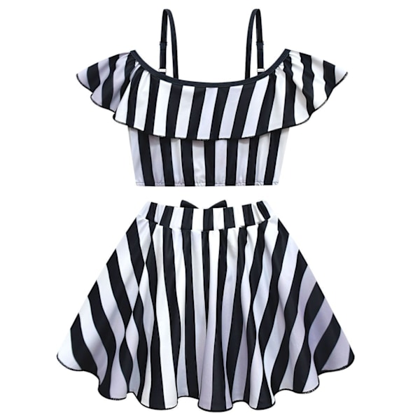 3 st Barn Beetlejuice Baddräkt Cosplay Kostym Strand Badkläder Badmössa -+ 140/7-8Y