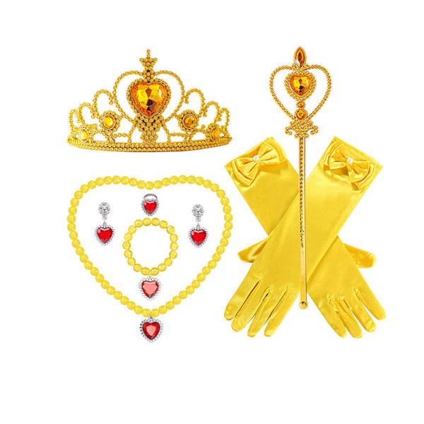 Flickor Barn Belle Klänning Skönheten och Odjuret Fancy Prinsessa Fest Kostym Cosplay Accessories a 150CM 7-8Years