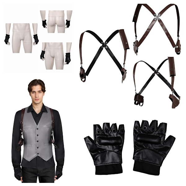 Resident Evil 4 Remake Leon Scott Kennedy cosplay Bärrem Hölster+Handskar Only Gloves One Size
