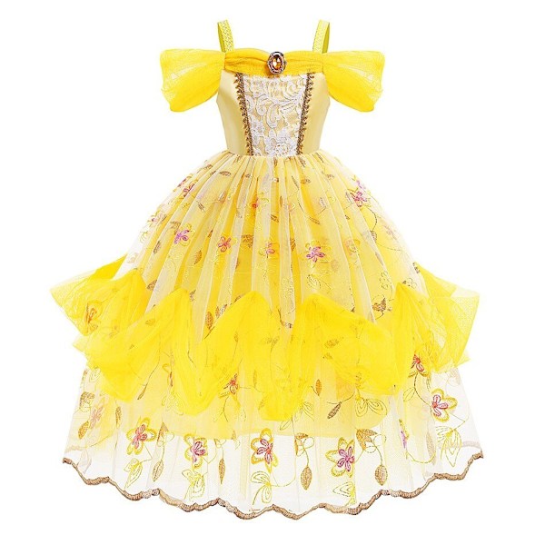 Flickor Barn Belle Klänning Skönheten och Odjuret Fancy Prinsessa Fest Kostym Cosplay 206 100cm  2-3Years