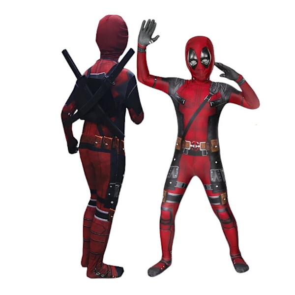 Deadpool Kostym Cosplay Barn Bodysuit Pojkar Barnens Dag Maskerad Deadpool 3 clothes 110