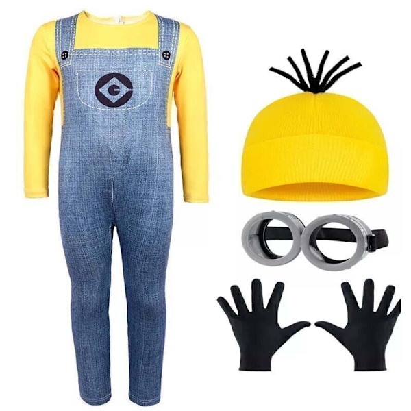 Halloween Minions Cosplay Kostym Vuxna Barn Maskeradmössa Handskar Glasögon A Set (Goggles) One Size