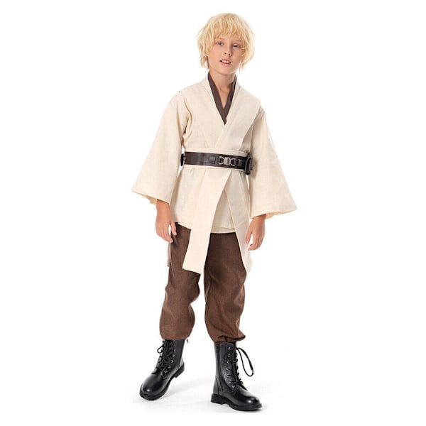 Star Wars Obi Wan Kenobi Cosplay Kostym Jedi Pojke Kappa Tunika Huvförsedd Komplett Dräkt Boy M