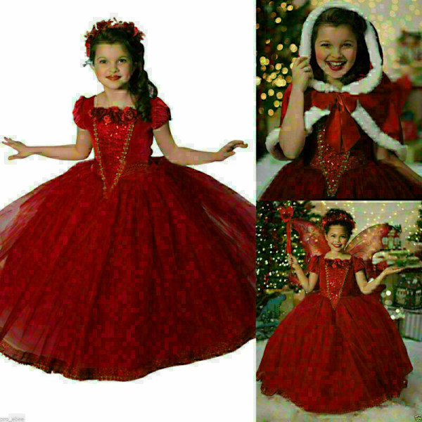 Prinsessklänning Cosplay Elsa Fancy Kostym Flickor Barn Gåvor Sagoprinsessa Red fairy 140 For 6-7 Years