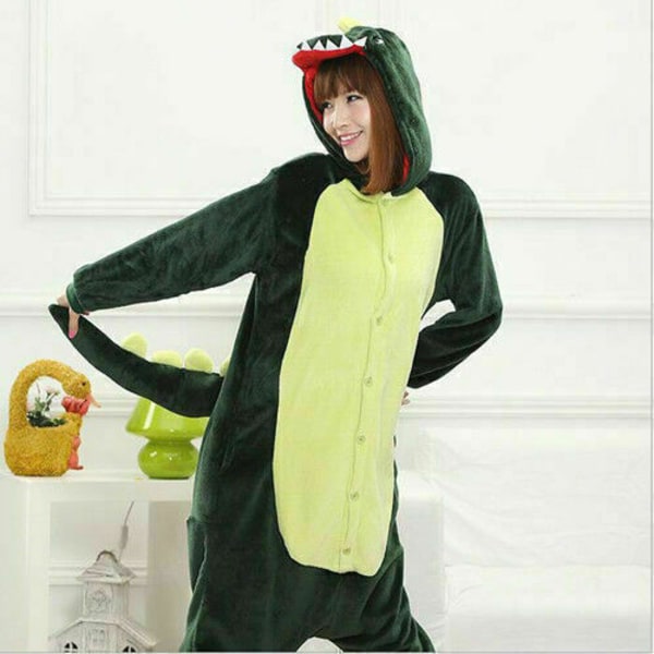 Drak Unisex Vuxen Djur Pyjamas Cosplay Maskerad Kostym Sovkläder Jumpsuit Ny Green M
