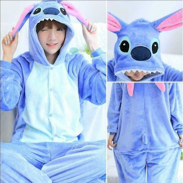 Blå Stitch-pyjamas för barn, tecknad djurdräkt, sovkläder, festdräkt, cosplay-presenter A pair of socks