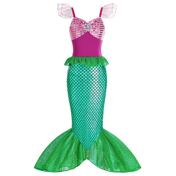 Lilla Sjöjungfrun Ariel Prinsessdräkt Barn Utklädnad Flickor Cosplay Födelsedagsfest Only Green Dress 2-3 Years(100cm)