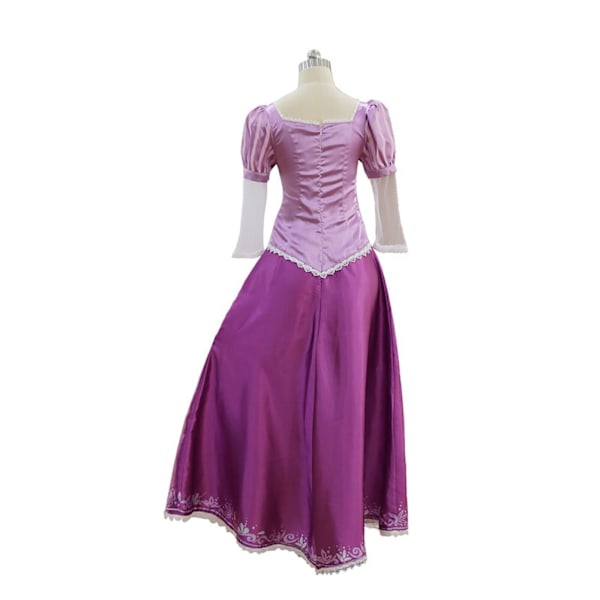 Vuxen Rapunzel Cosplay Kostym Kläder Halloween Karneval Party Aftonklänning M