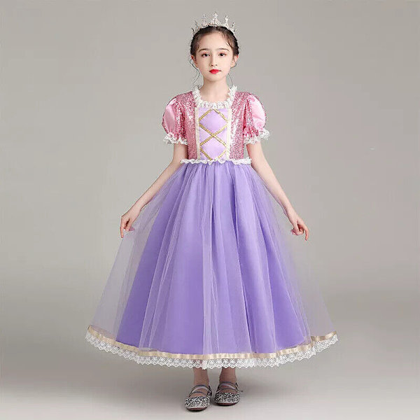 Flickor Rapunzel Sofia Prinsessa Tutu Klänning Barn Sagokostym Cosplay Party Only Braid1 One Size