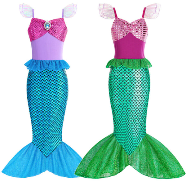 Lilla Sjöjungfrun Ariel Prinsessdräkt Barn Utklädnad Flickor Cosplay Födelsedagsfest Only Accessories 3pcs One Size