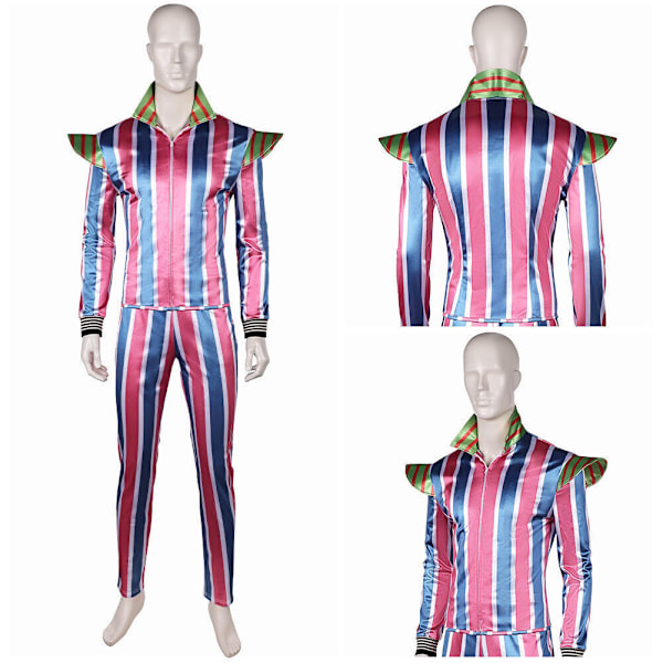 David Bowie: Ziggy Stardust Cosplay Retro 70-tals Mode Randig Jacka+Byxor Set Men M