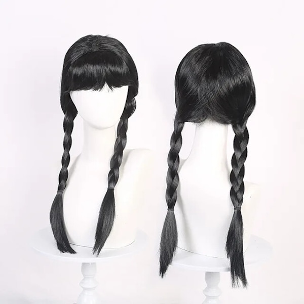 Wednesday Addams Kostym Nevermore Academy Barn Vuxen Uniform Klänning Kostym Cosplay Only Wig One Size