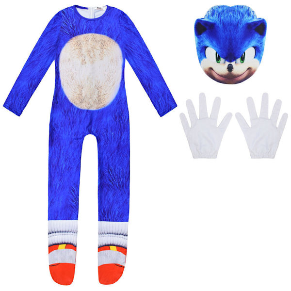 Barn Halloween Läskig Sonic The Hedgehog Jumpsuit Cosplay Kostym Maskerad 195 Red Jumpsuit+Mask+Gloves 150/9-10 Years