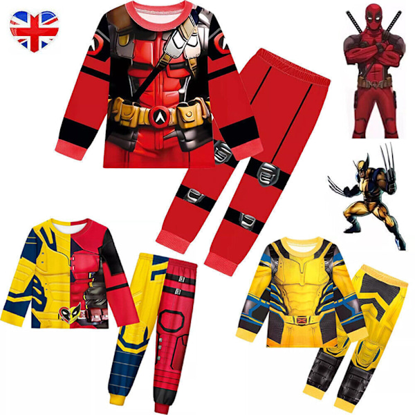 Flickor Pojkar Deadpool Pyjamas Cosplay Wolverine Nattkläder Loungewear Pyjamas Set Wolverine(Top+pant) 120/5-6 Years