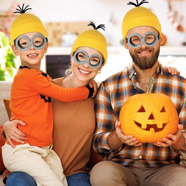 Minions Cosplay Juldräkt Vuxna Barn Maskeradmössa Vante Glasögon A Set (Goggles) One Size