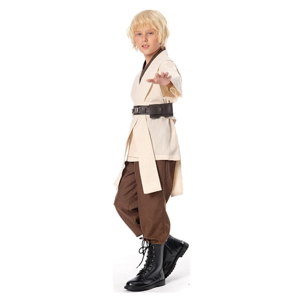 Star Wars Obi Wan Kenobi Cosplay Kostym Jedi Pojke Kappa Tunika Huvförsedd Komplett Dräkt Boy M