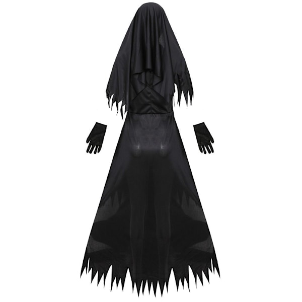 Ny Halloween Nunna Kostym Maskerad Vuxen Läskig Jumpsuit Klänning Kvinnor Cosplay M