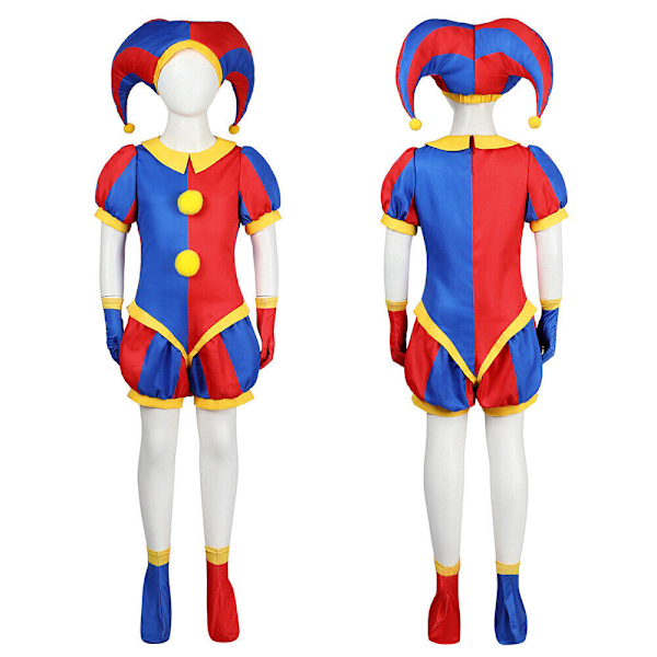 Barn The Amazing Digital Circus Pomni Cosplay Kostym Uniform Jumpsuit Bodysuit Single hat for children one size