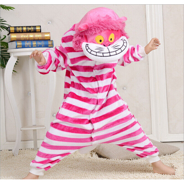 Cheshire Cat Kigurumi Pyjamas Cosplay Kostym Tecknad Sovkläder för Vuxna/Barn L