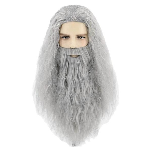 Sagan om ringen: Gandalf Cosplay Trollkarlskostym+Medeltida munkkappa+Bälte/Peruk+Skägg M
