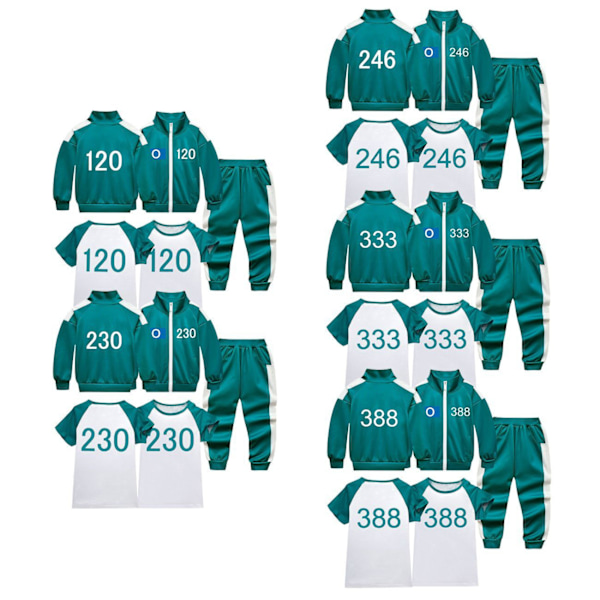 Barn Pojkar Flickor Överlevnadsspel Cosplay Uniform Tröjor Långärmade Toppar Jacka Blue #388 coat + printed T+ pants 140cm
