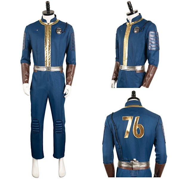 Vault Fallout 76 Dweller Cosplay Blå Vuxen Unisex Jumpsuit Halloween Kostym XL