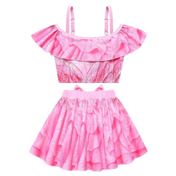 3 st Barn Flickor Ond Klänning Baddräkt Glinda Cosplay Kostymer Badkläder Badmössa 150cm/8-9Y