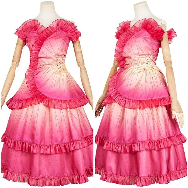 Glinda Cosplay Kostym Ond Glinda Utklädnad Fest Ros-tryckt Klänning Women S