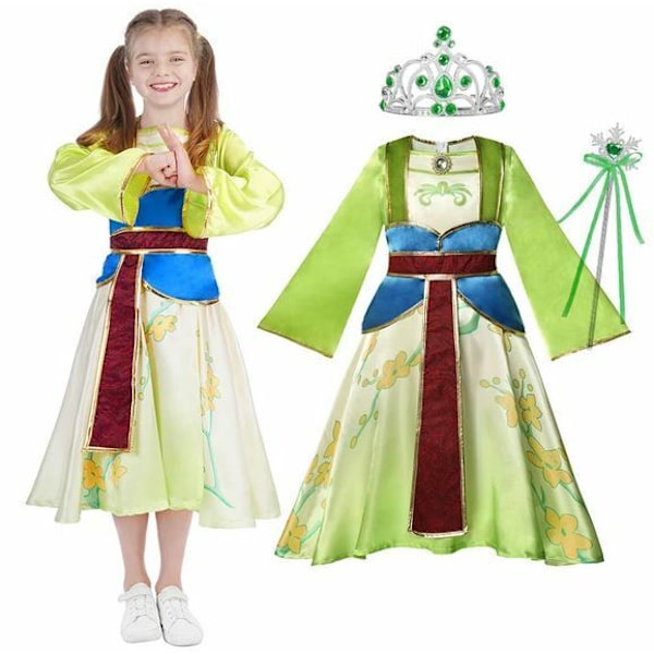 NY Flickor Cosplay Prinsessa Mulan Maskeradkostym Set Mulan 1 5-6T (Size 130)