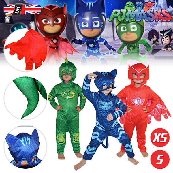 PJ Masks Kostym Pojkar Flickor Superhjälte Barn Maskerad OFFICIELL Utrustning Catboy Cape+Mask One Size