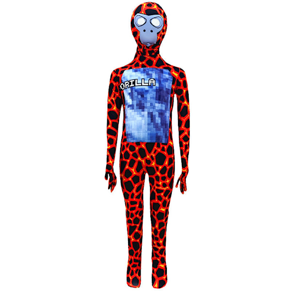 Barn Pojkar Gorilla Tag Cosplay Kostym Jumpsuit Huvudskydd Party Maskeradkläder Presenter Red orangutan 140cm