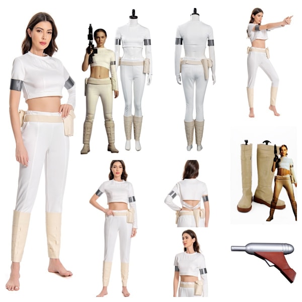 Star Wars Padmé Naberrie Amidala Cosplay Kostym/Blastervapen/Stövlar skor outfit Only Costume Women XS