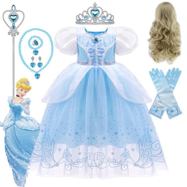 Flickor Prinsessa Askungen Maskerad Party Kostym Cosplay Outfit Barn Present Only Accessories 7pcs One Size