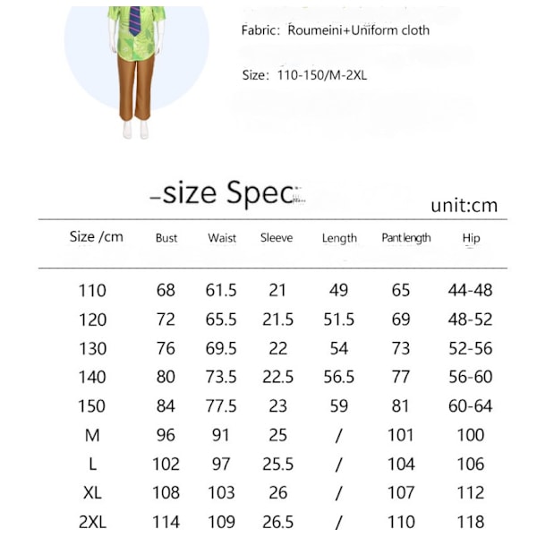 Zootopia Kanin Polis Judy Hopps Cosplay Anime Kostym Uniform Halloweenfest Nick short sleeved shirt 160cm
