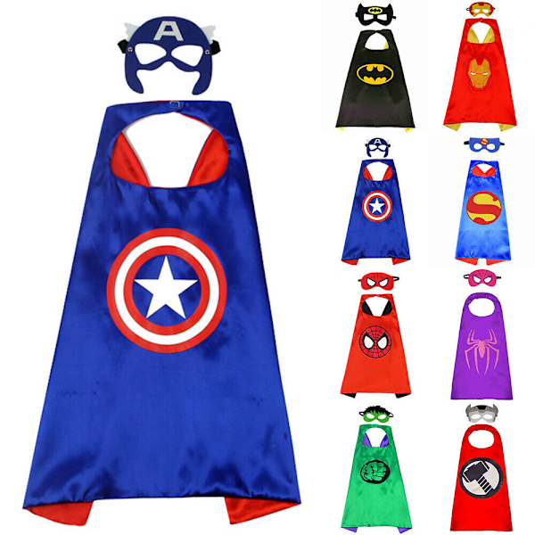 Superhjältekappa och maskeradklänning Temafest Fancy Capes Cosplay Kostym Barn Pojke C