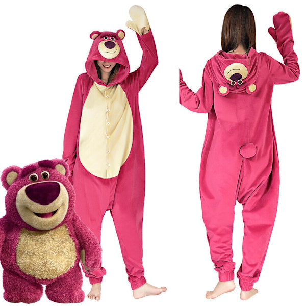 Toy Story 3 - Lotso Jordgubbsbjörn Cosplay Pyjamas Sovkläder Halloween Kostym M