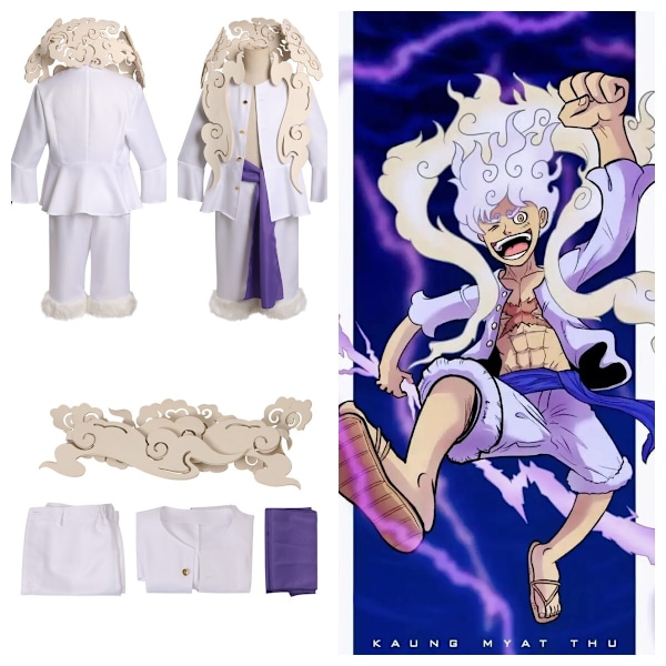 Anime One Piece Luffy Nikaform Cosplay Kostym Halloween Karneval Party Dräkt Men XL