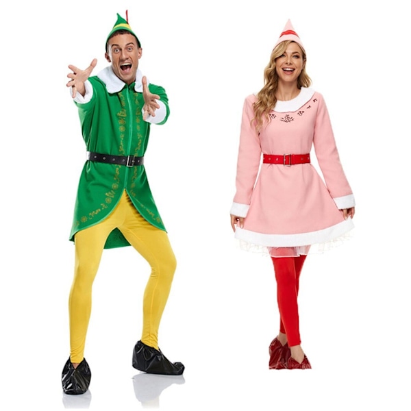 Barn Vuxna Buddy the Elf Kostym Tomtefest Cosplay Maskeradkläder~ 2 pairs of stockings One Size