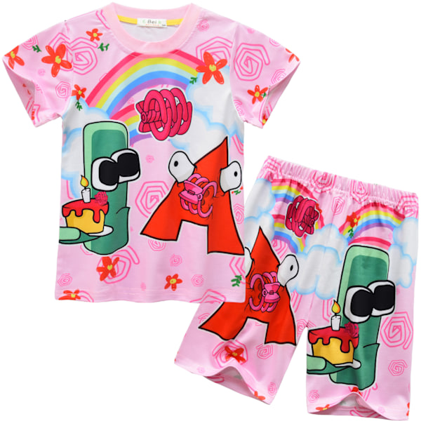 Alphabet lore Cosplay Pyjamas Set Flickor Kortärmad T-shirt+Shorts Set #91059 110cm/4-5Y